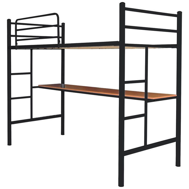 Cama Alta 1.5 Negro Con Escritorio-1