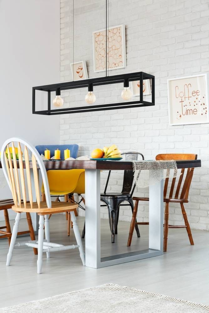 LAMPARA COLGANTE COLGAR ELSWICK ACERO NEGRO E27 3X60W IP20 COD.49564-2