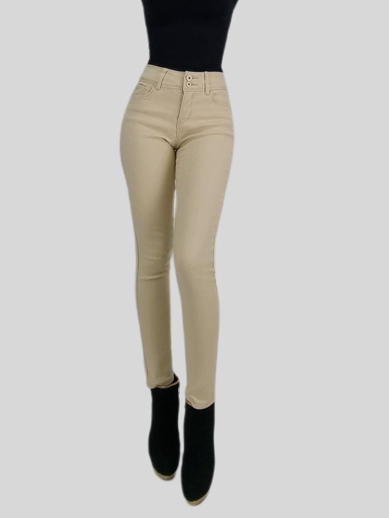 Jeans skinny t.alto beige-0