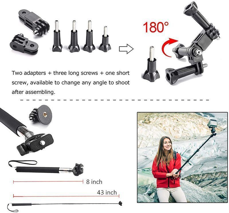 Kit De 19 Accesorios Gopro Hero 4 5 6 7 8 9 10 11-1