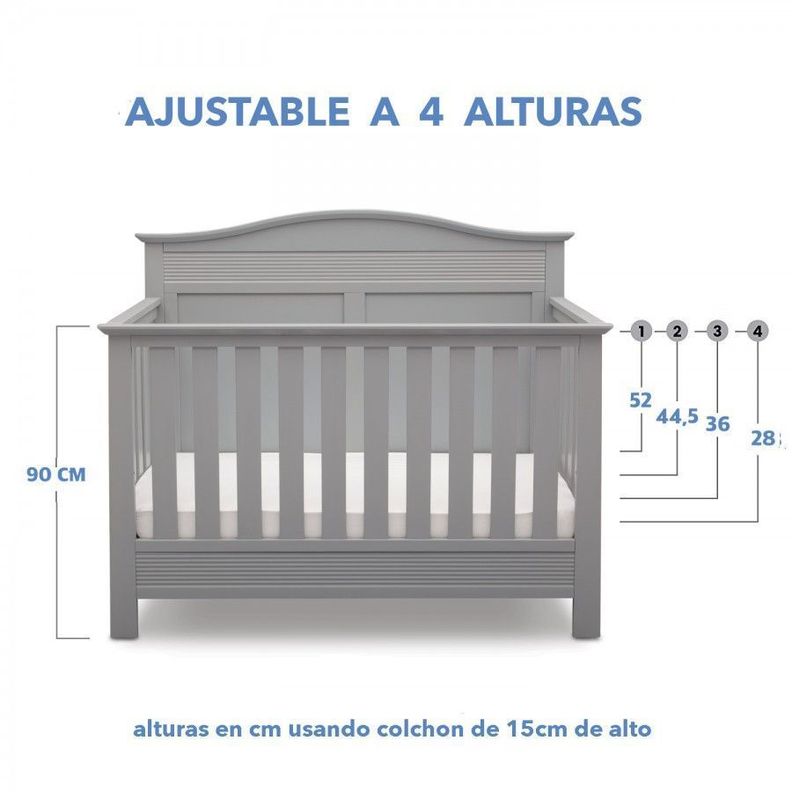 Cuna de madera 4 en 1 Barret Gris-1