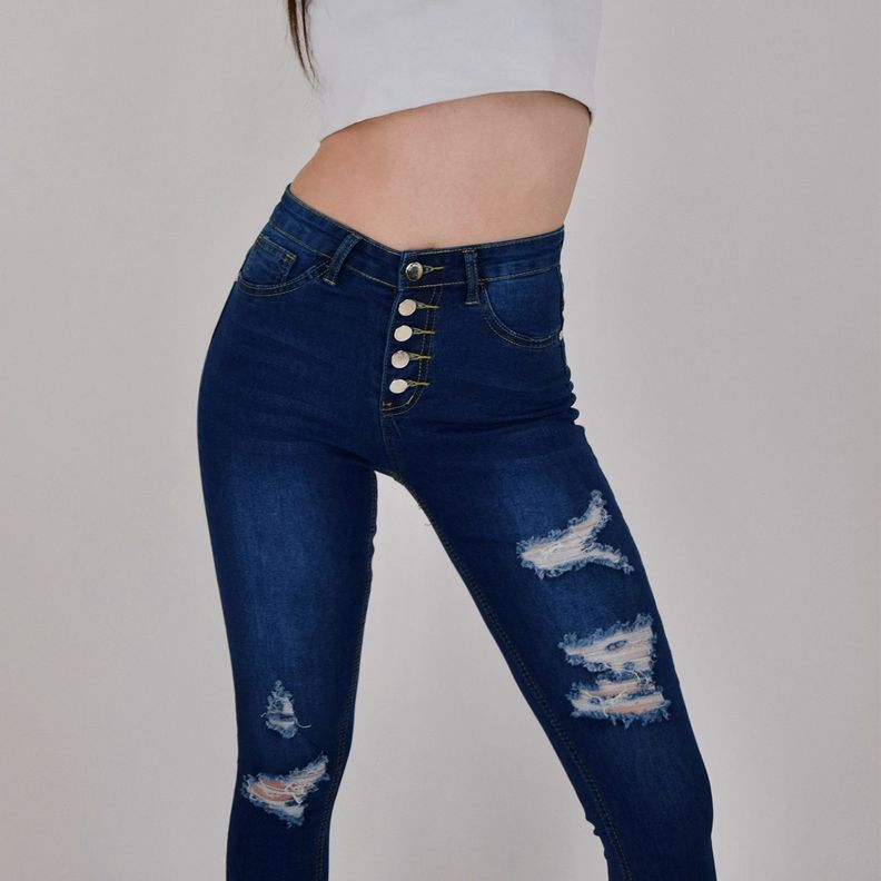 Jeans de Mujer Skinny Destroyed 5 Botones-2