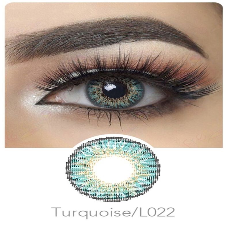Par De Lentes De Contacto Tricolor Color Turquesa-1