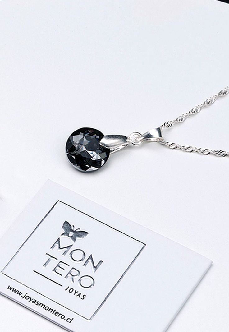 Collar Gracia Cristales Genuinos Silver Night-2