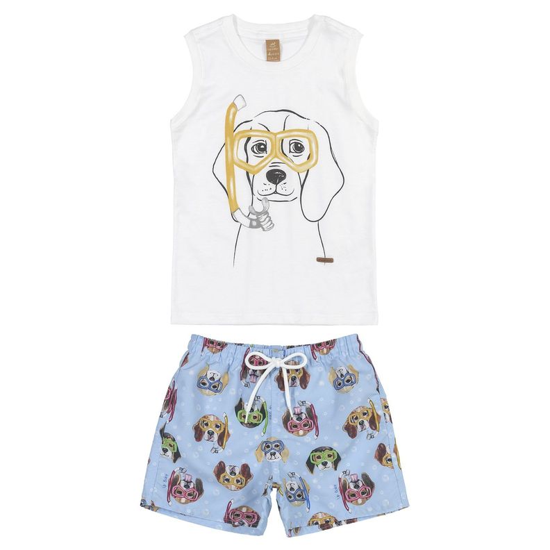 Conjunto Perro Snorkel Regata y Shorts Blanco y Celeste Up Baby-0