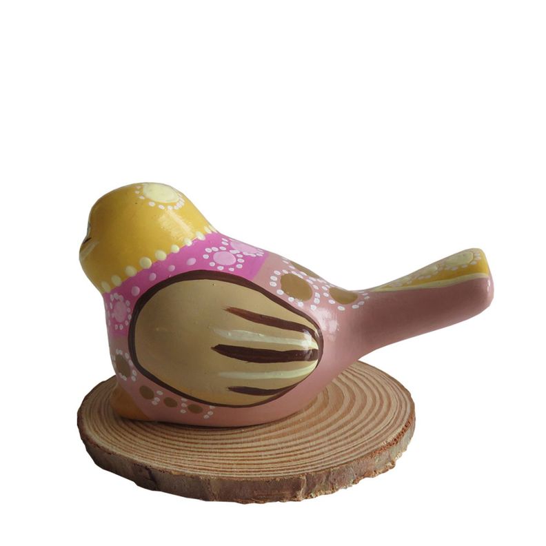 Pájaro decorativo de cerámica en base de madera-2