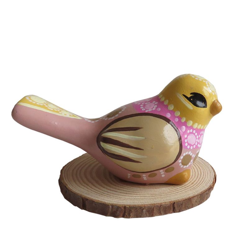 Pájaro decorativo de cerámica en base de madera-1