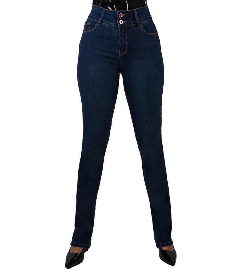 Jeans recto push up tiro alto