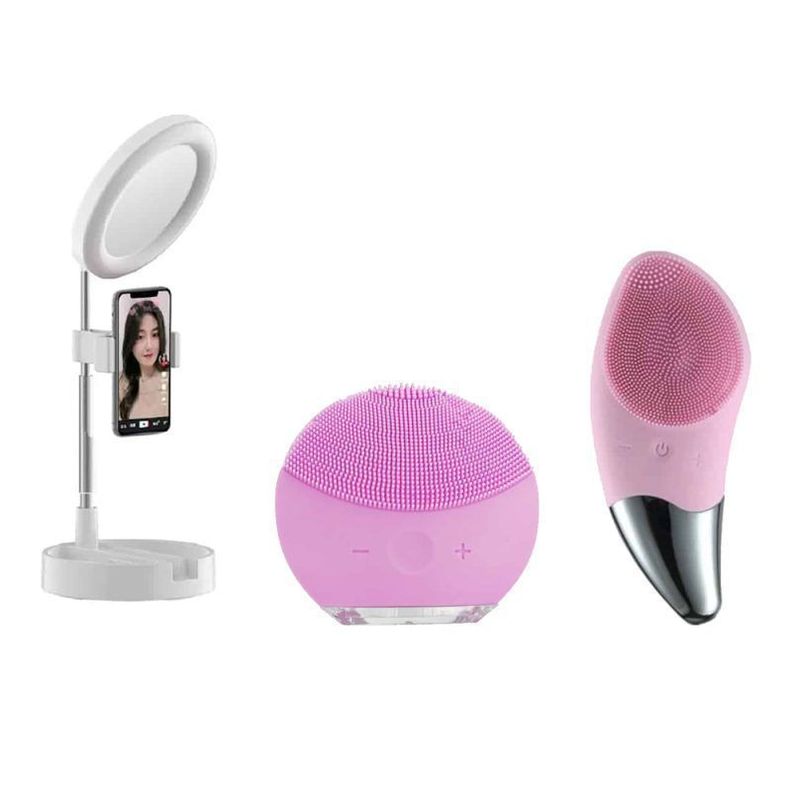 Pack – Beauty Set (Cepillo, Limpiador Maseajeador, Aro de Luz 16cm)-0