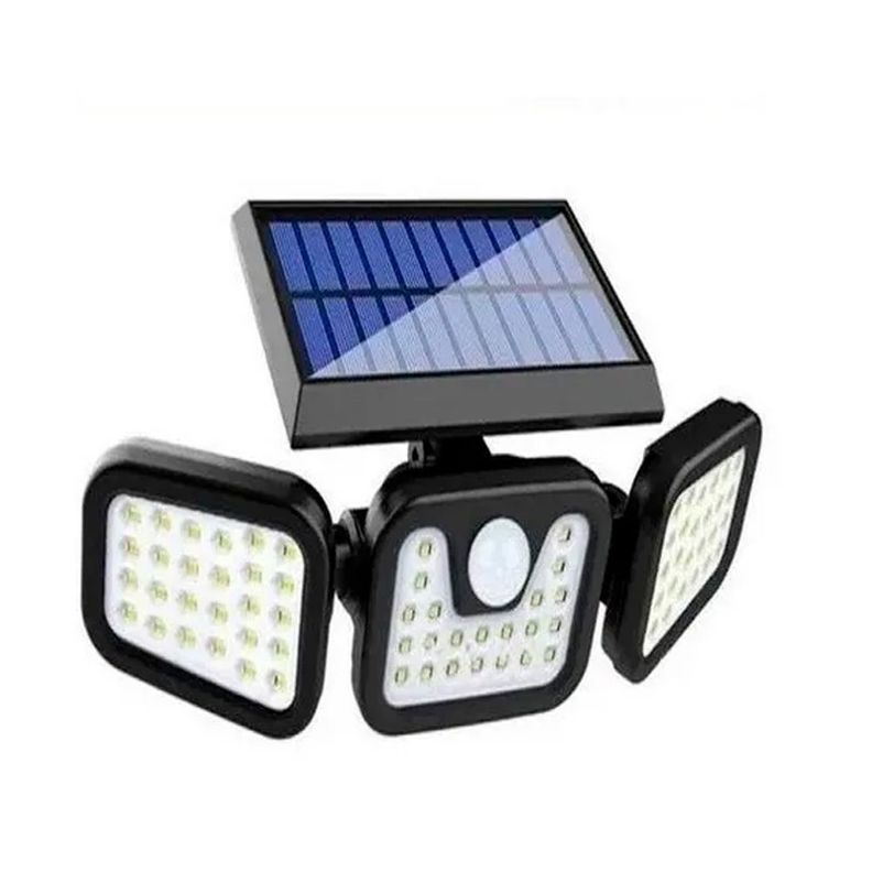 Foco Solar, Triple Cabezal Con Sensor De Movimiento-0