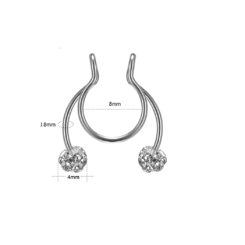 Piercing Zirconia Sin Hoyos Sin Perforación Septum bola de fuego-2