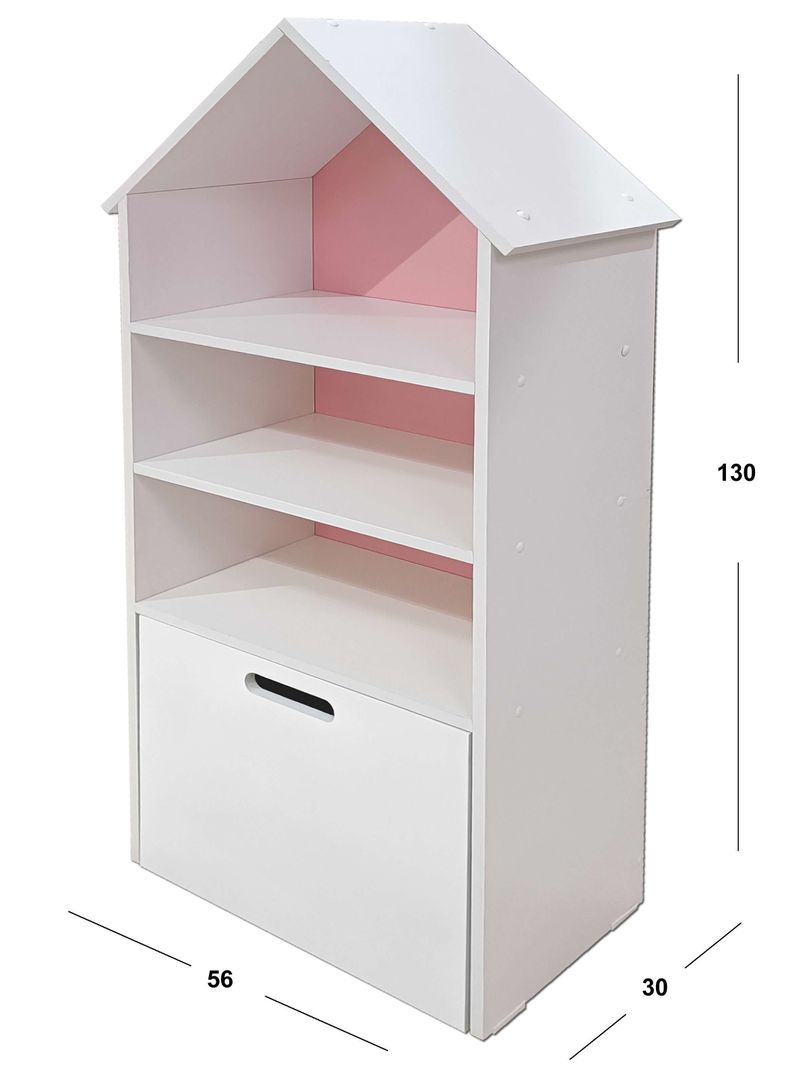 Juguetero Repisa Casa Infantil Rosado Blanco Montessori-2