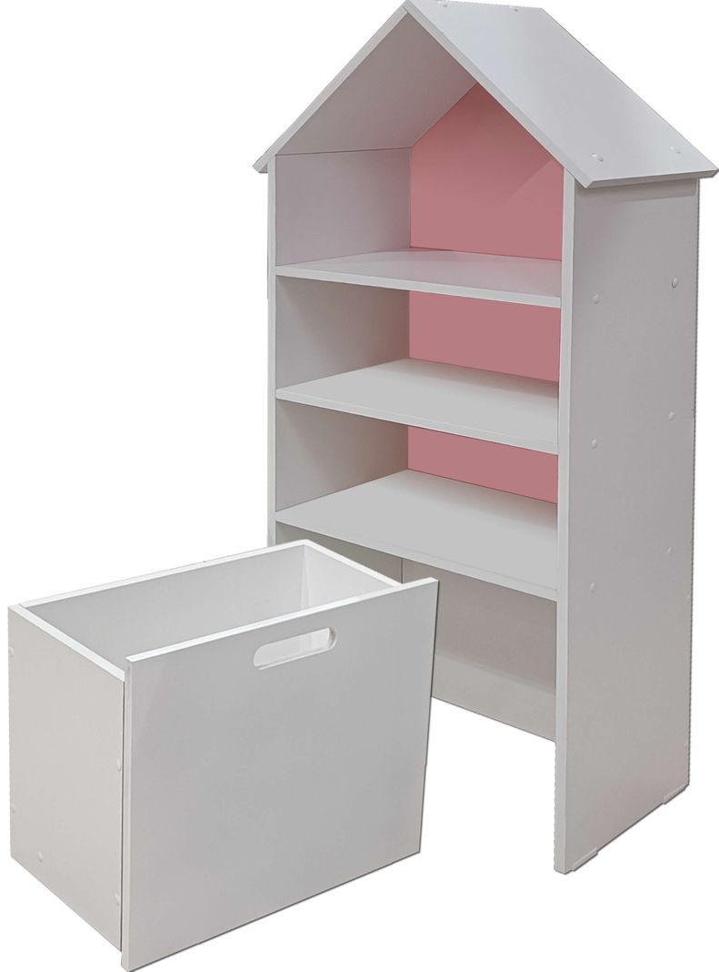 Juguetero Repisa Casa Infantil Rosado Blanco Montessori-3
