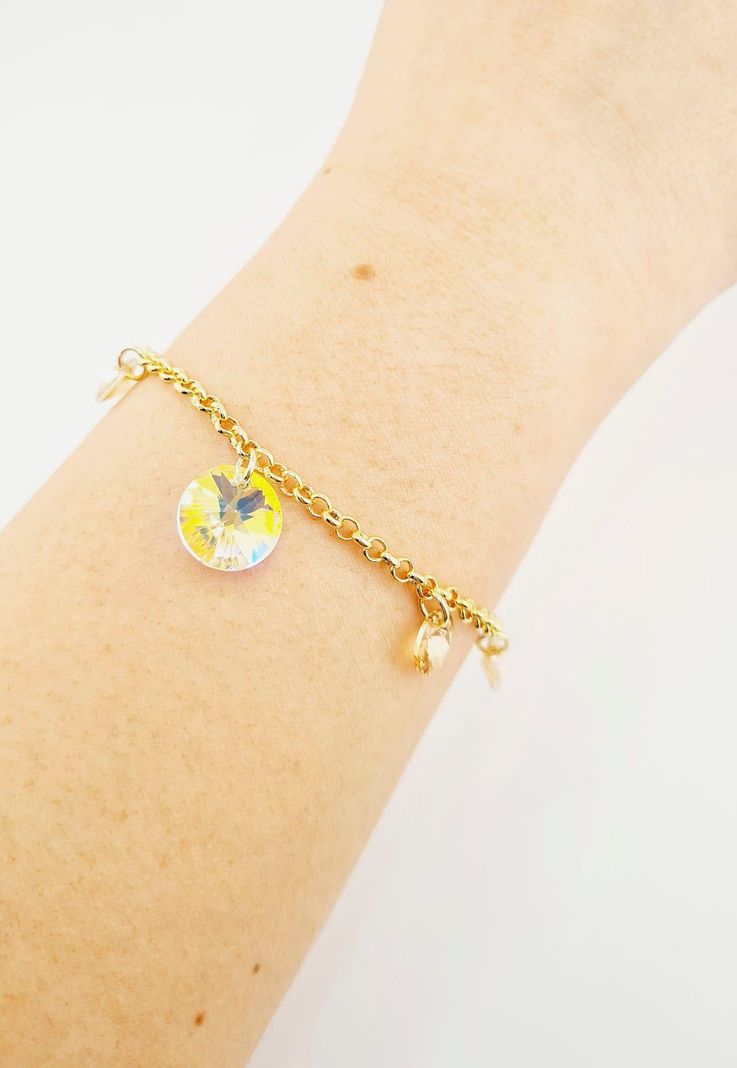 Pulsera Nepal Gold Baño de Oro 24k y Cristales Genuinos Golden Shadow-1