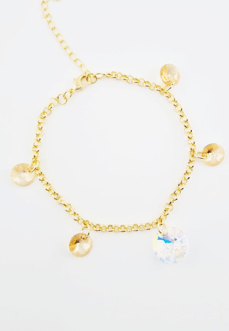 Pulsera Nepal Gold Baño de Oro 24k y Cristales Genuinos Golden Shadow-3