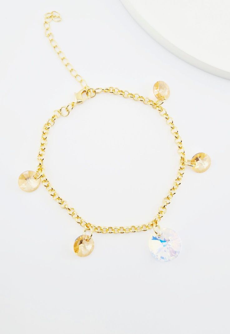 Pulsera Nepal Gold Baño de Oro 24k y Cristales Genuinos Golden Shadow-4