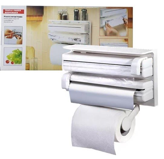 Porta Rollo Toalla Nova Triple Dispensador Cocina -1
