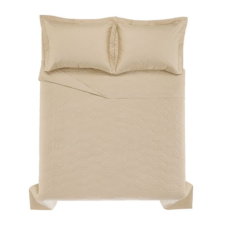 Cubrecama Karsten Liss Súper King 180 hilos Beige-1