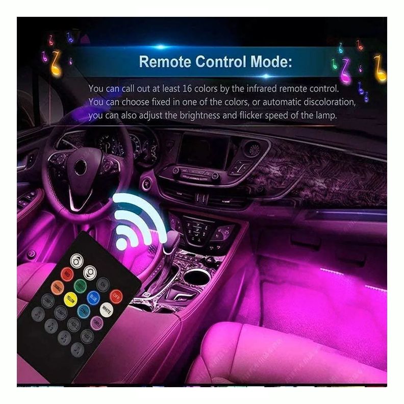 Tira Led Rgb Atmosfera 4 En 1 Luces Neón Auto Inte-6
