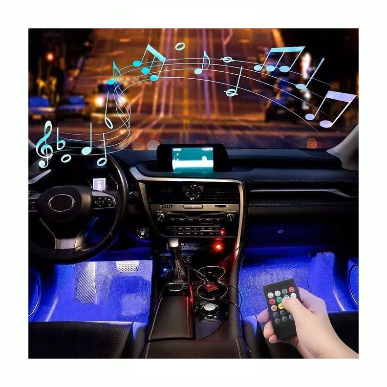 Tira Led Rgb Atmosfera 4 En 1 Luces Neón Auto Inte-4