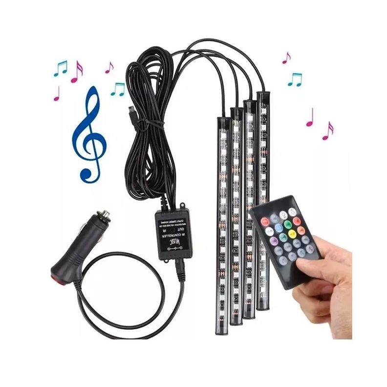 Tira Led Rgb Atmosfera 4 En 1 Luces Neón Auto Inte-0