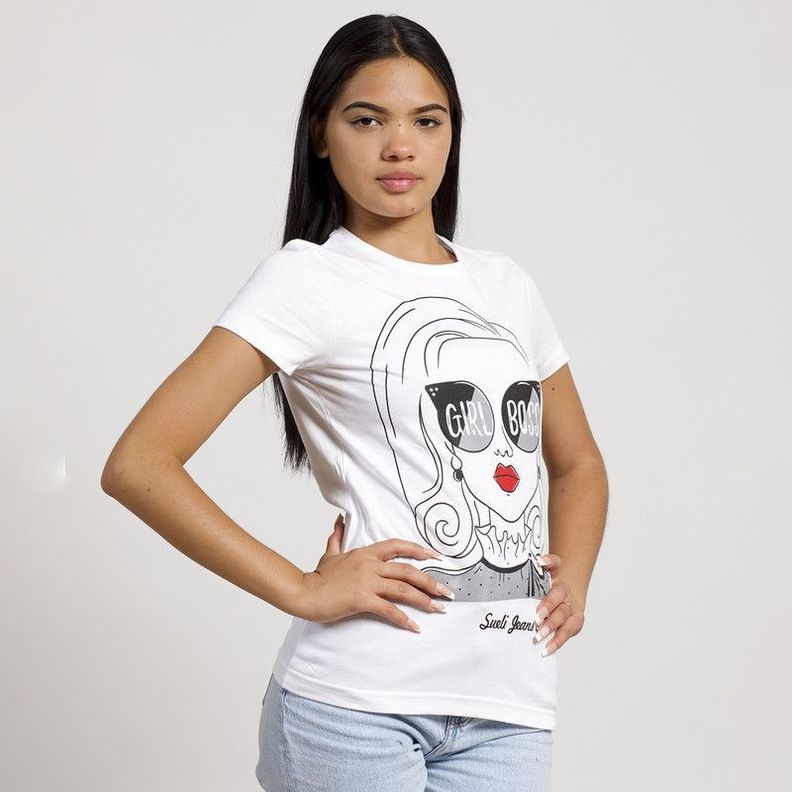 POLERA MANGA CORTA BLANCA ESTAMPADO LENTES-3