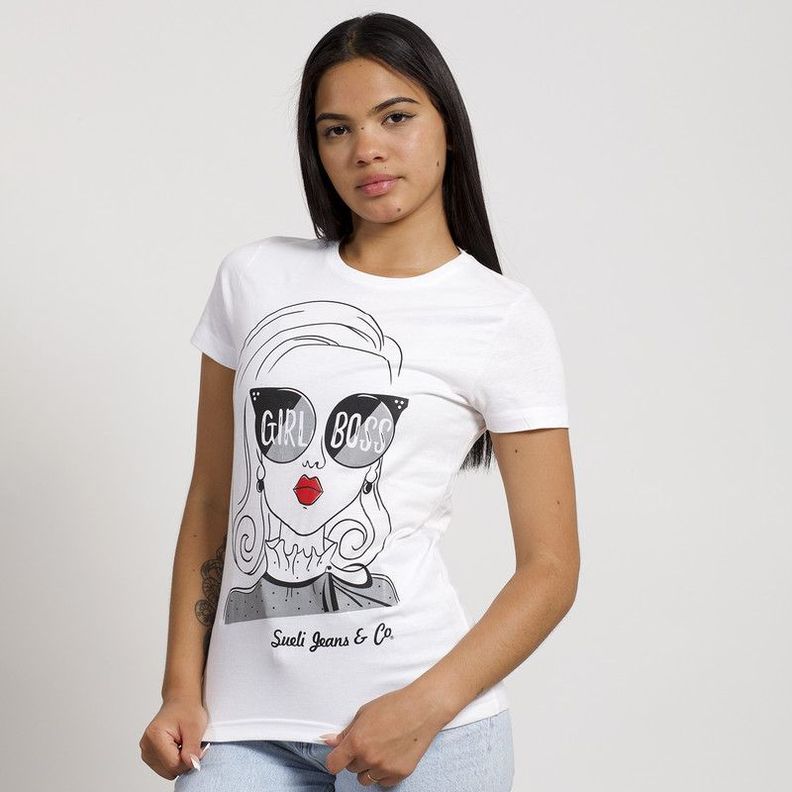 POLERA MANGA CORTA BLANCA ESTAMPADO LENTES-1
