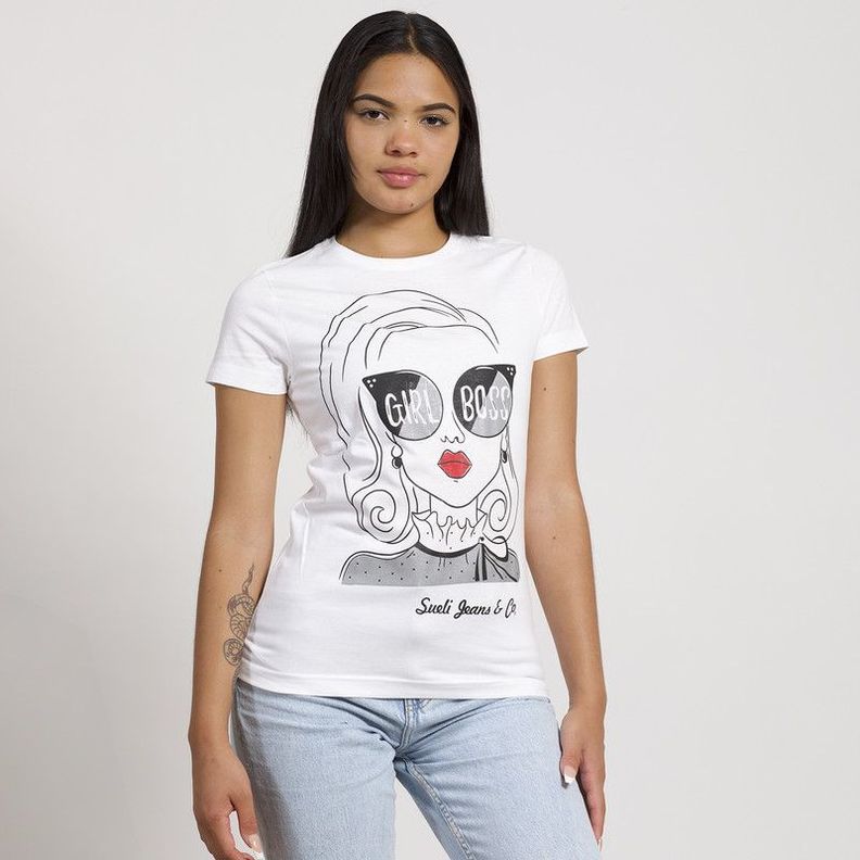 POLERA MANGA CORTA BLANCA ESTAMPADO LENTES-4