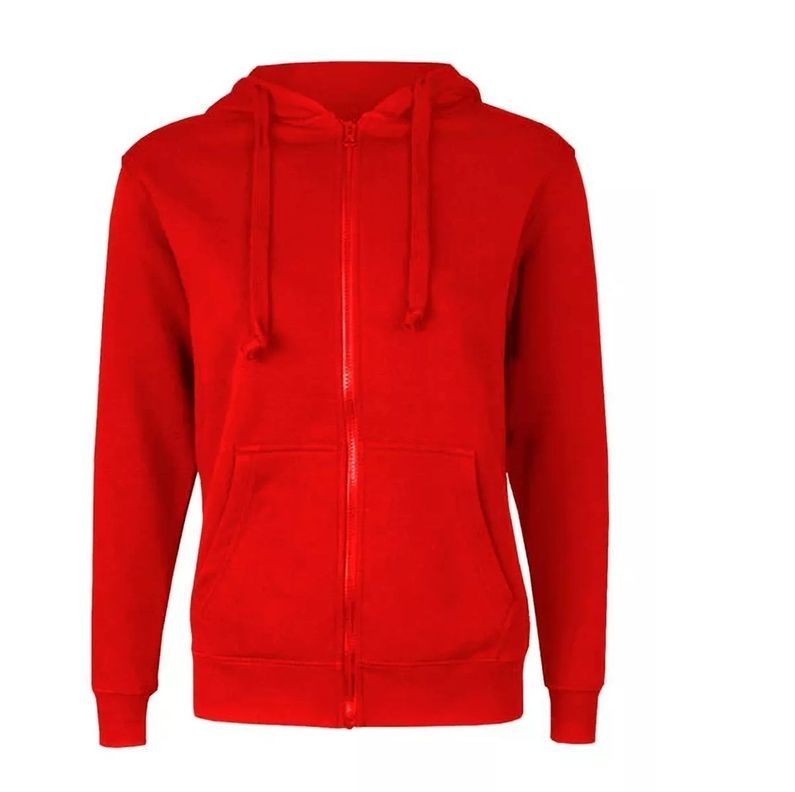 Poleron Canguro Con Capucha Y Cierre unisex Rojo-0