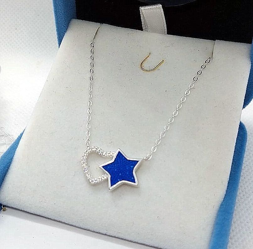 Collar Estrellas y Corazón Zafiro - Plata Ley 925 - Joyeria Hermosi-3