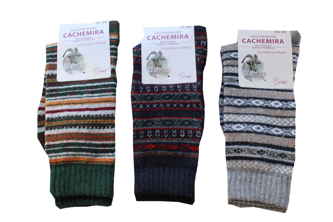 Calcetin Cachemira Mujer Diseño pack de 3 pares-0