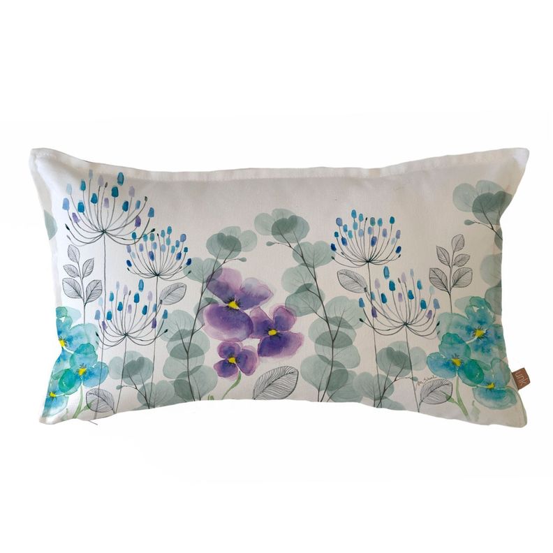 FUNDA COJIN ALGODON JARDIN DE FLORES PENSAMIENTO 50X30 Diseno 1