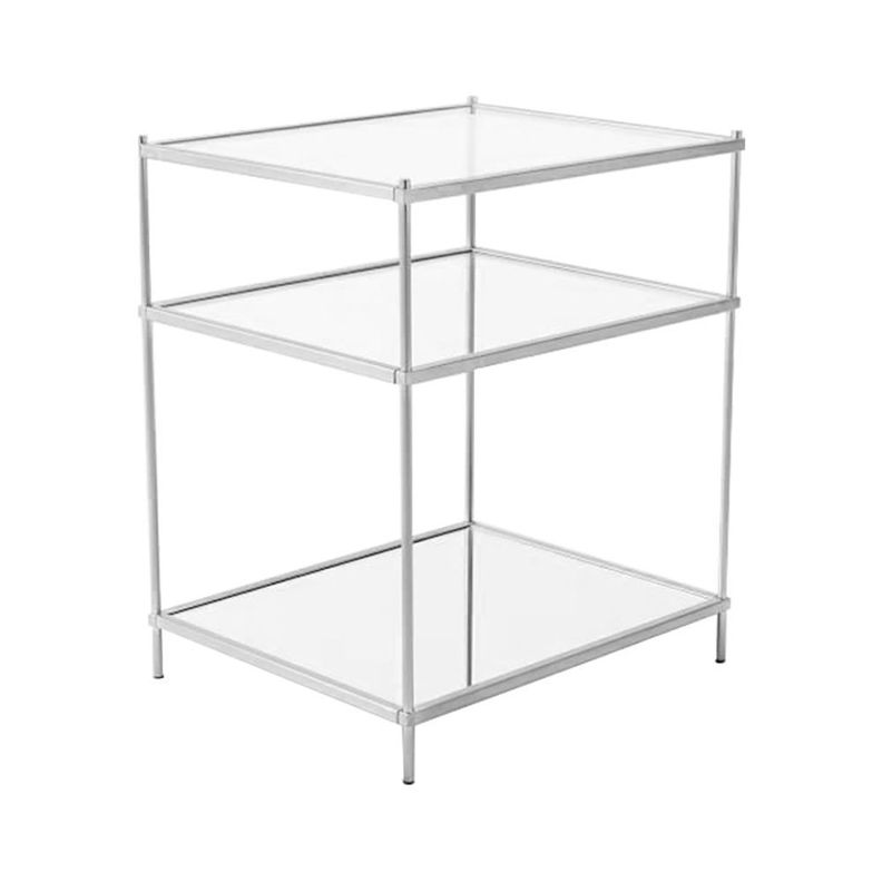 Mesa Lateral Rectangular de Vidrio Plateada 45 x 55 x 65 cm-0