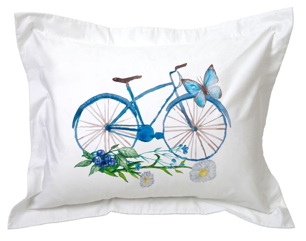 Funda de Almohada Bicicleta Azúl-0
