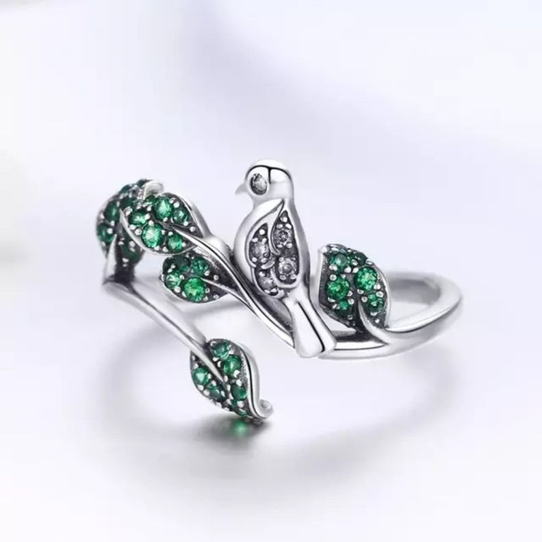 Anillo Colibrí Ave Ajustable Plata 925-3