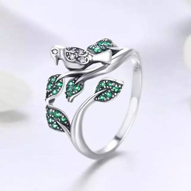 Anillo Colibrí Ave Ajustable Plata 925-1