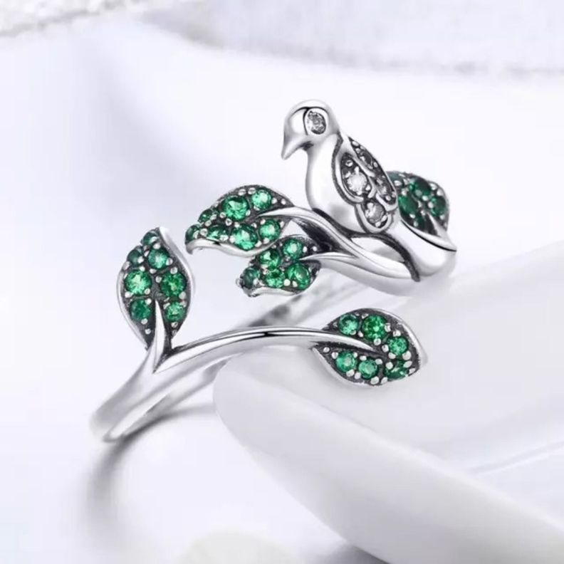 Anillo Colibrí Ave Ajustable Plata 925-2