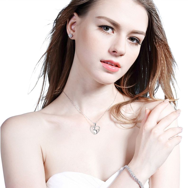 Collar Gato Corazon Plata 925-2