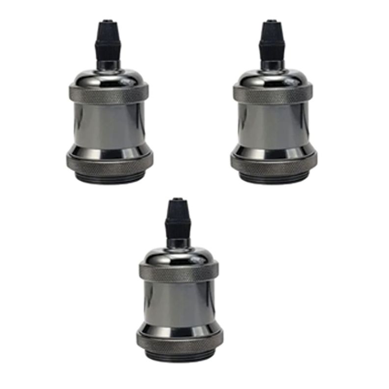 Pack 3 Soquetes E-27 Retro Plateado Vintage-0