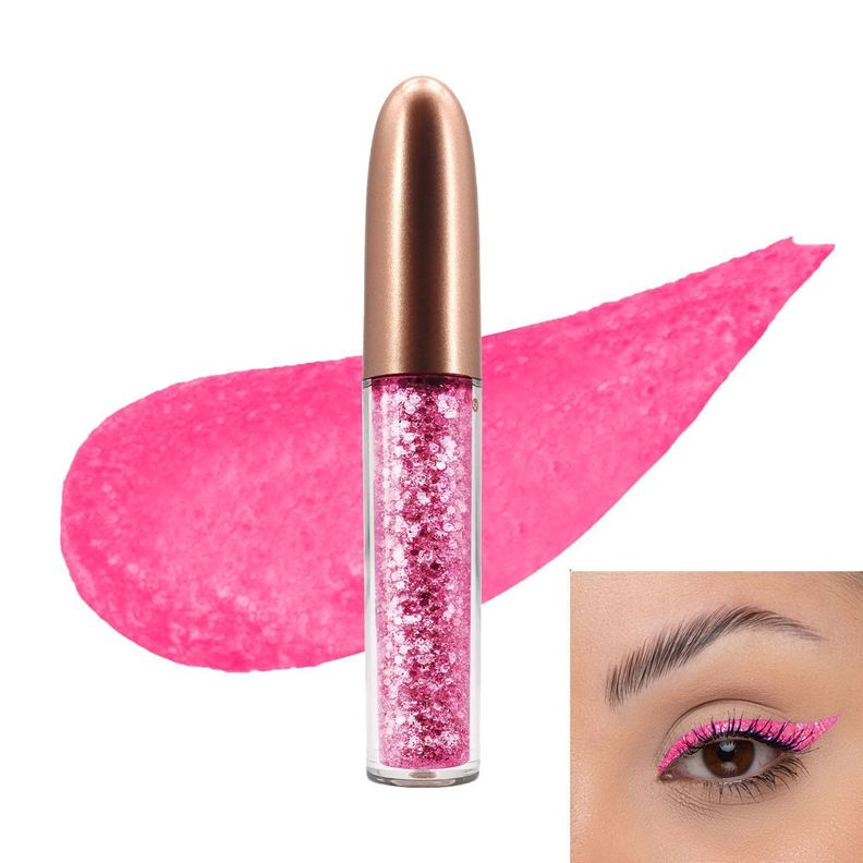  Delineador Ojos Glitter Liquido Escarchado Rosa Intenso-1
