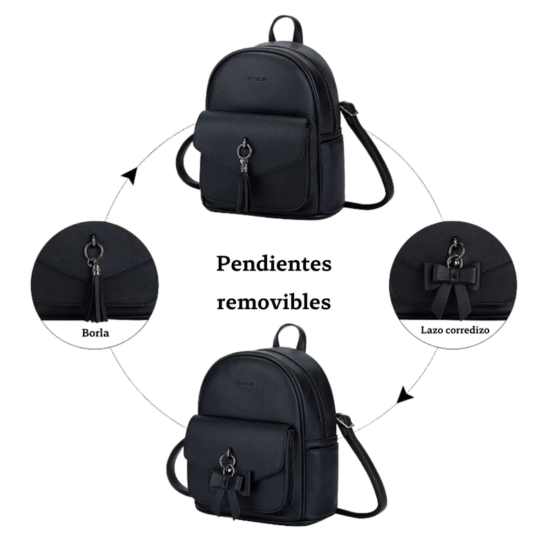 ECOSUSI Mini mochila con lazo Negro-2