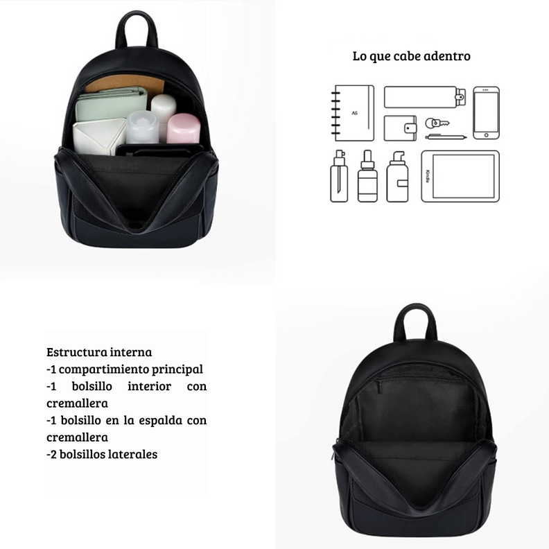 ECOSUSI Mini mochila con lazo Negro-1