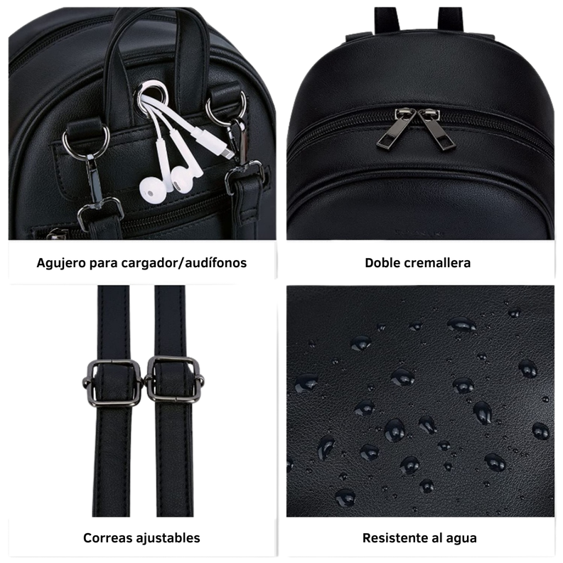ECOSUSI Mini mochila con lazo Negro-3