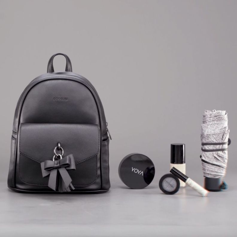 ECOSUSI Mini mochila con lazo Negro-5