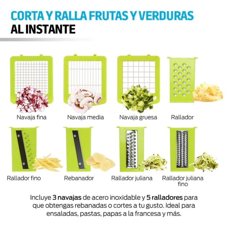 Mandolina 8 En 1 Rallador Picador Cortador Acero Inoxidable-2