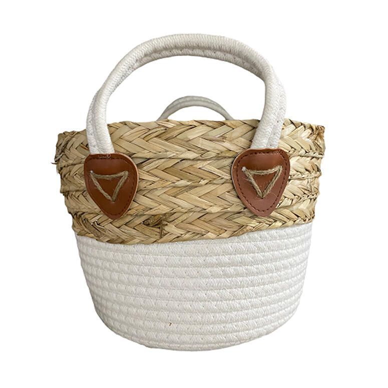 Canasto de Fibra Seagrass 26x26x20 cm. Natural ø26 x20 cm-0