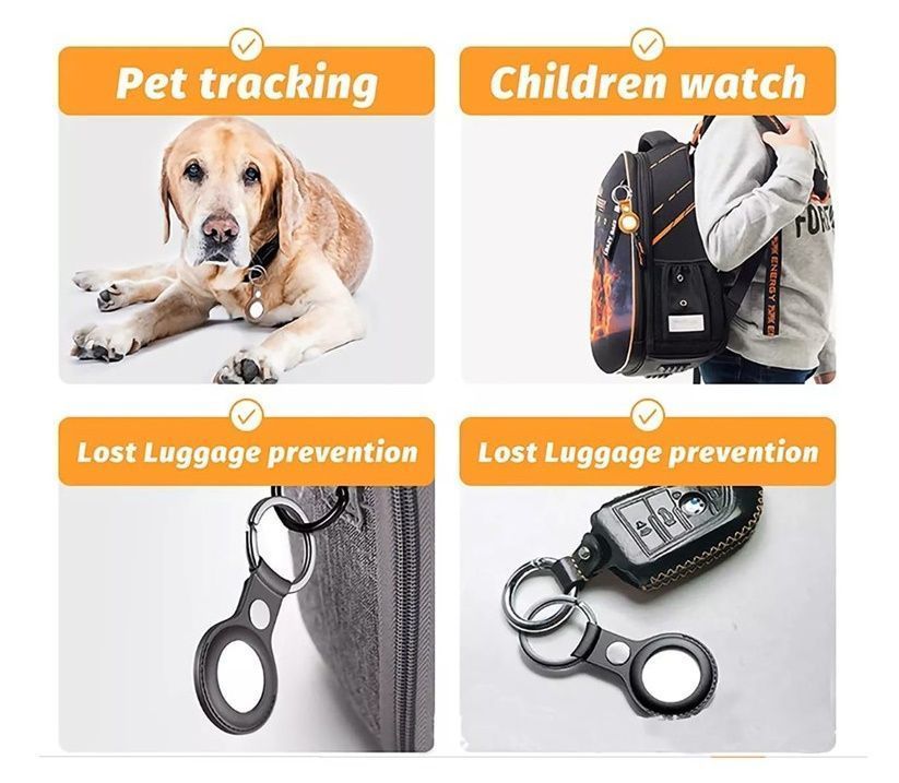 Funda Compatible Apple Airtag Localizador Perro Gato Naranja-2