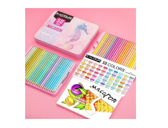 Set 50 Lapices Colores Macaron Arte Dibujo Caja Metálica-3