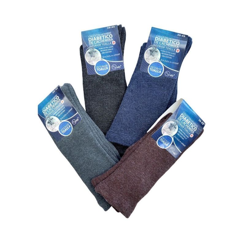 Pack De 4 Pares De Calcetines Hombre Cachemira Interior Toalla-0
