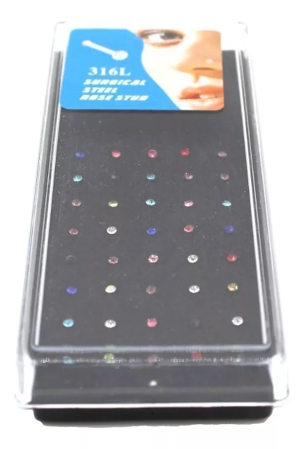 Aro Punto Nariz Piercing Acero Set 40 Unidades Mix Colores-2